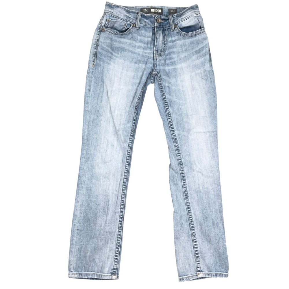 BKE Alec Jeans Mens 28S Light Blue Straight Leg Mid Rise Y2K Indie Boho Denim